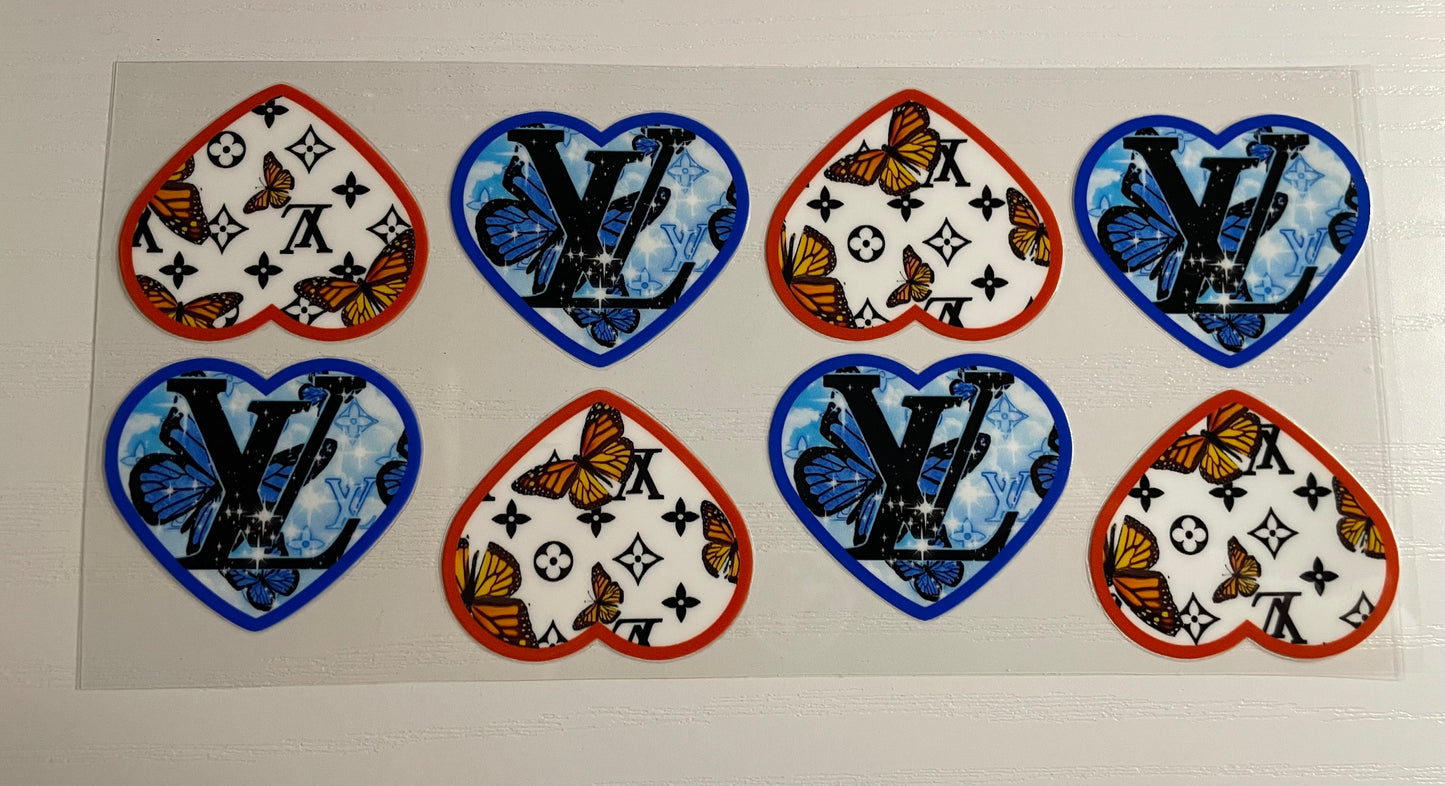 LV blue & red hearts w/ butterfly wrap
