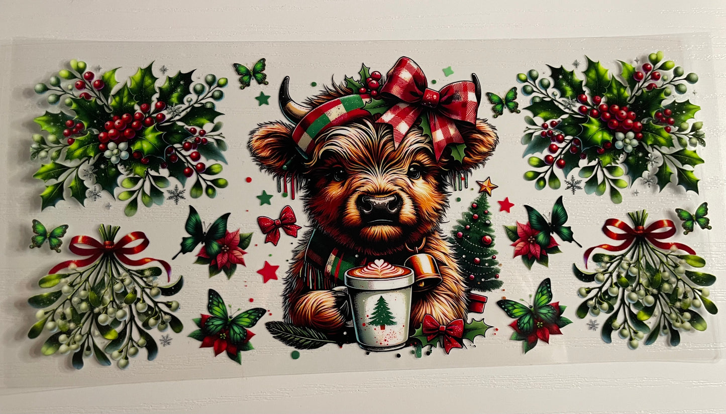 Highland Cow Christmas tree Coffee cup Wrap