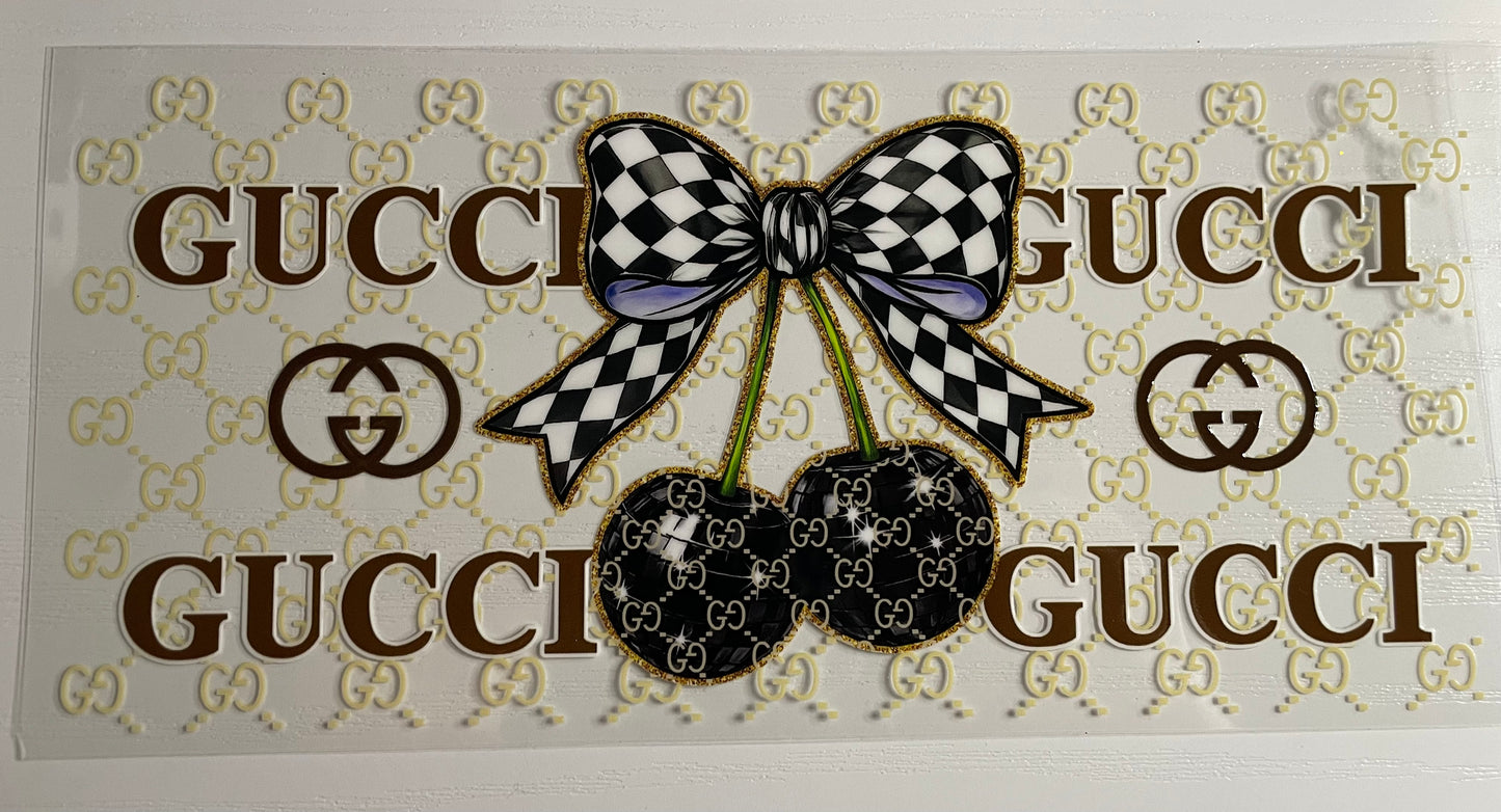 G checkered bow black/gold wrap