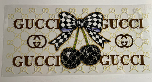 G checkered bow black/gold wrap