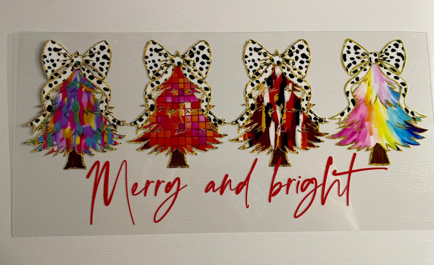 Merry and bright tree w/ bows on top Wrap