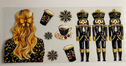 Blonde hair and 3 nutcracker wrap￼