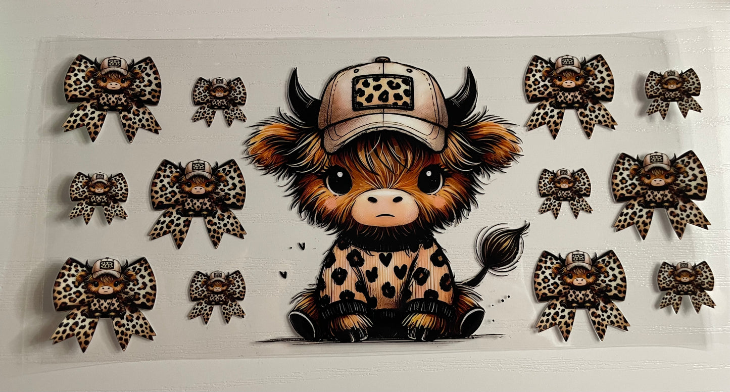 Highland Cow Cheetah Bows & Print