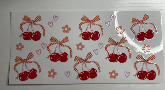 Bows w/ Red Cherries, Pink Flowers, & Hearts Wrap